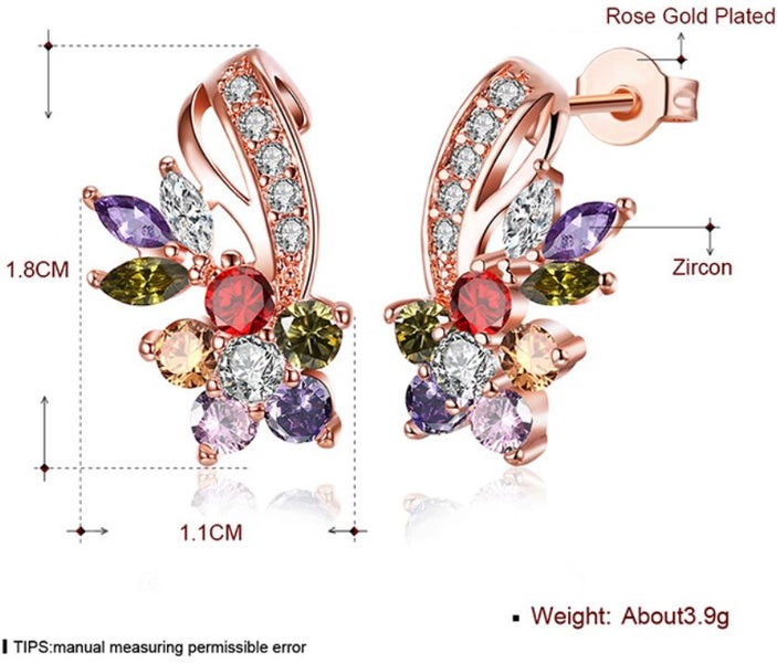 Hoop Earrings Colorful Cubic Zirconia Rose Gold Mixed Colour Gemstone Earrings Carousel 5