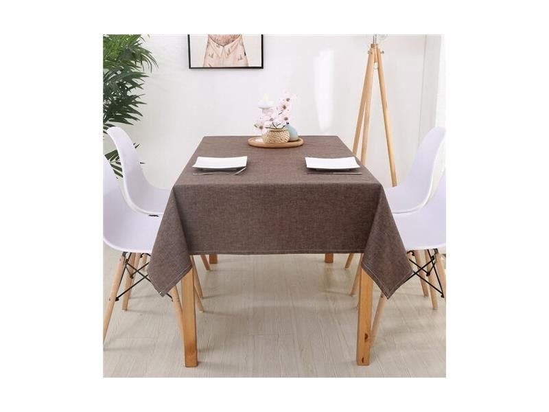 Rectangular Cotton Linen Tablecloth For Dining Table Solid Color Carousel 1
