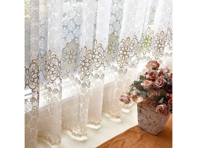 Floral Sheer Tulle Curtains For Living Bedroom Windows Carousel 1