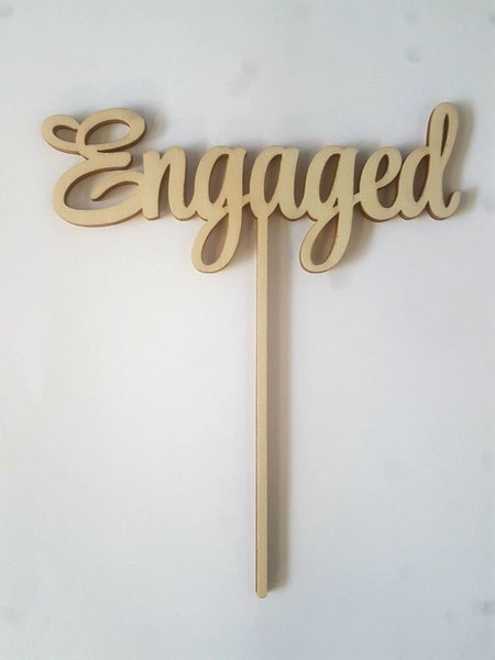 Wooden Cake Topper Engaged Carousel 1