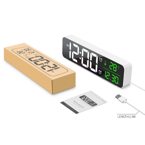 TODO LED Digital Alarm Clock Temperature Music Alarm USB Power Wall Clock - W... Carousel 2