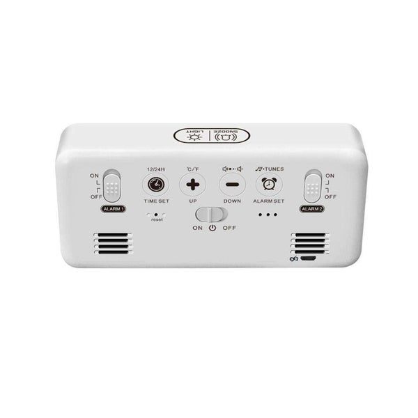 TODO LED Digital Alarm Clock Temperature Music Alarm USB Rechargeable - White Carousel 2