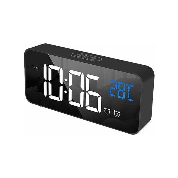 TODO LED Digital Alarm Clock Temperature Music Alarm USB Rechargeable - Black Carousel 1