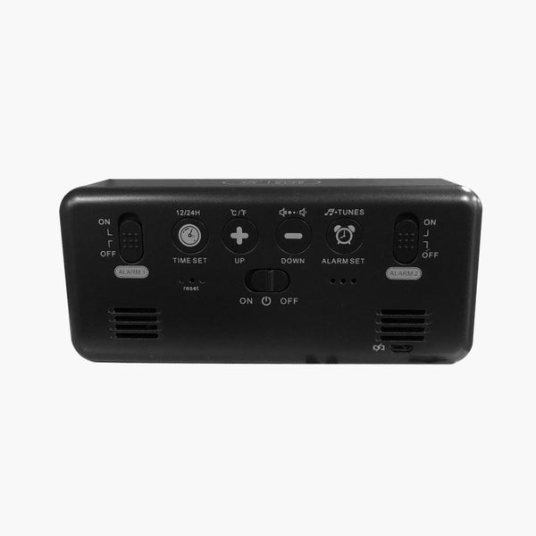 TODO LED Digital Alarm Clock Temperature Music Alarm USB Rechargeable - Black Carousel 2
