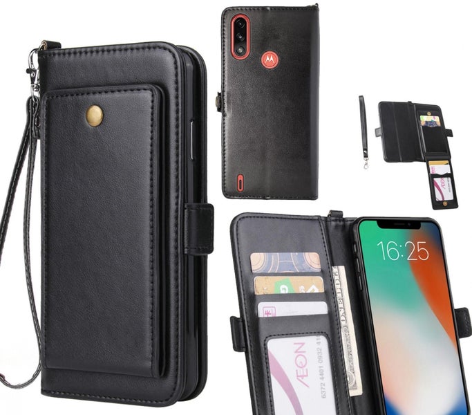Moto E7 Power Case Retro Leather Wallet Case Carousel 1