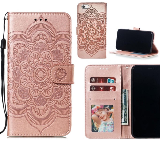 iPhone 6S Plus case leather wallet case embossed pattern Carousel 1