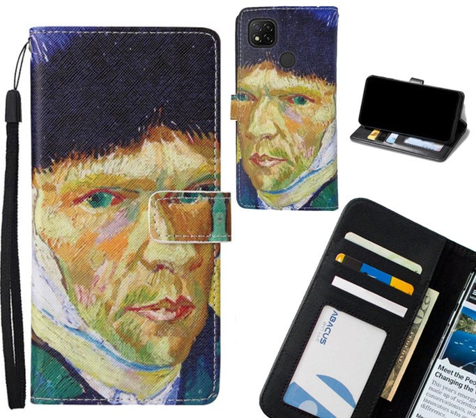 Xiaomi Redmi 9C case leather wallet case van gogh painting Carousel 1
