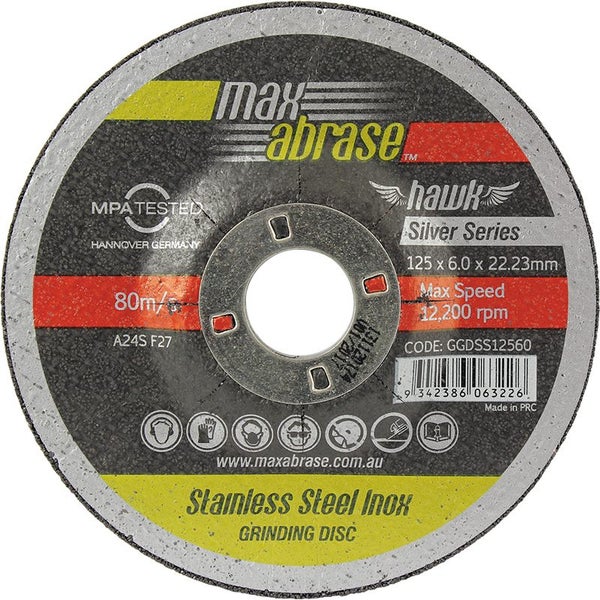Maxabrase 180 x 6.0mm Grinding Disc Stainless Silver Series Carousel 1