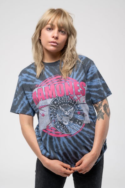 Ramones T Shirt Punk Patch Band Logo new Official Mens Dip Dye Blue Carousel 5