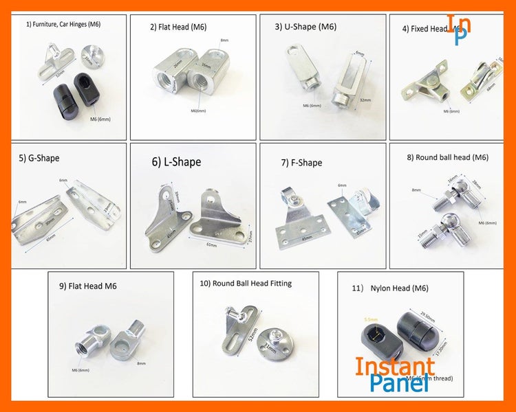 Gas Struts Fully Extended Length 350mm 20kg (200N) per strut 1 pair Carousel 7