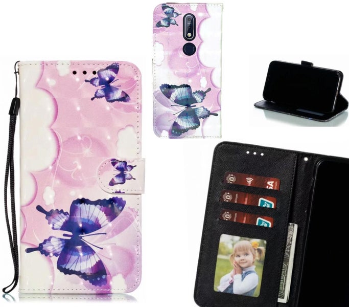Nokia 7.1 Case Leather Wallet Case 3D Pattern Printed Carousel 1