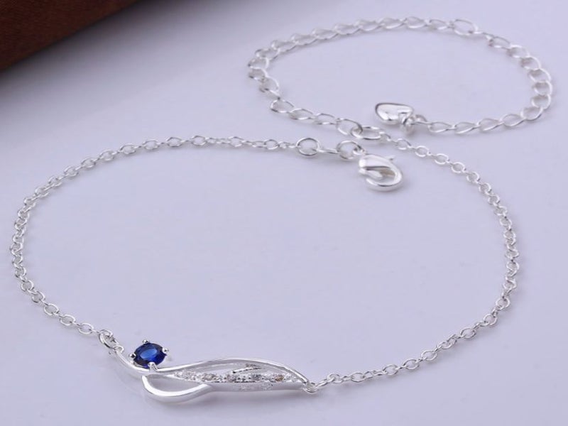 Sapphire Sterling Silver Plating Anklet Cubic Zirconia Anklet Carousel 1