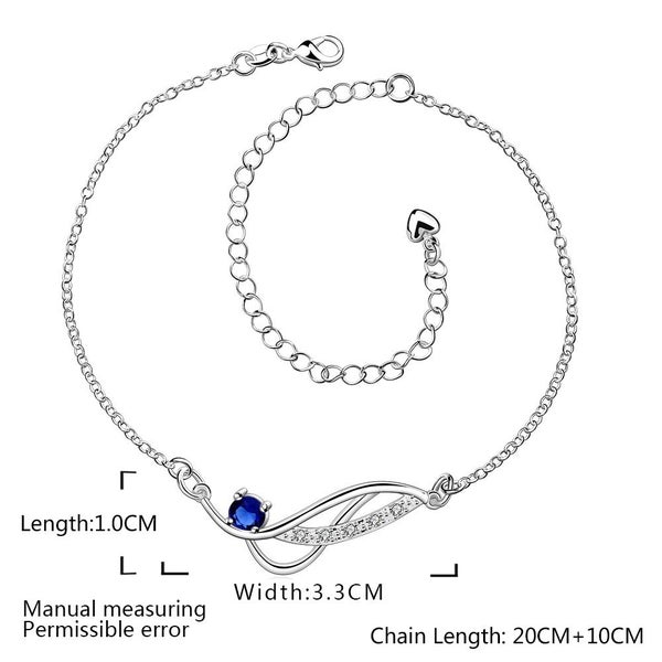 Sapphire Sterling Silver Plating Anklet Cubic Zirconia Anklet Carousel 2
