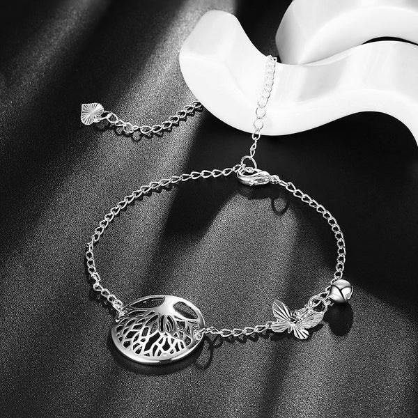 Anklet Sterling Silver Plating Tree Shaped Design with Butterfly Bell Carousel 2