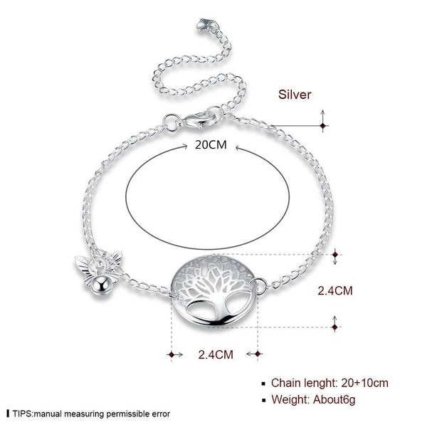 Anklet Sterling Silver Plating Tree Shaped Design with Butterfly Bell Carousel 5
