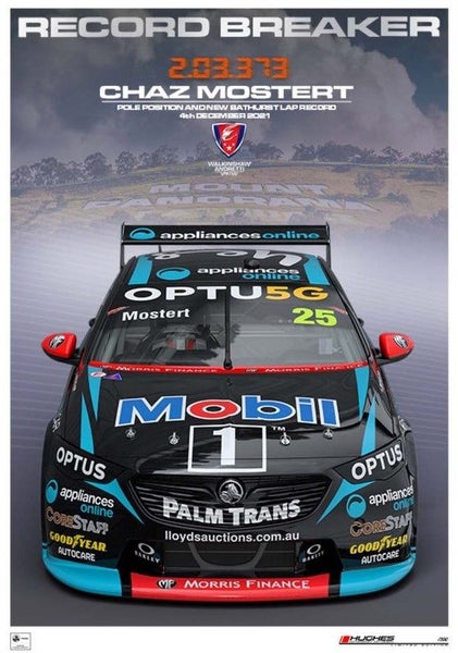 2021 BATHURST POLE POSITION CHAZ MOSTERT - PETER HUGHES PRINT Carousel 1
