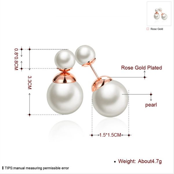 Studs Earrings White Round Pearls Rose Gold Plated Studs Carousel 4