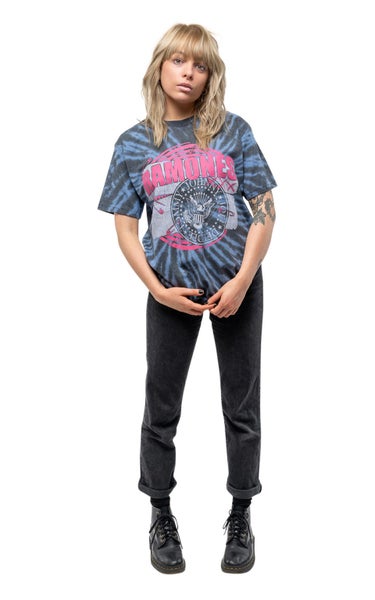 Ramones T Shirt Punk Patch Band Logo new Official Mens Dip Dye Blue Carousel 2