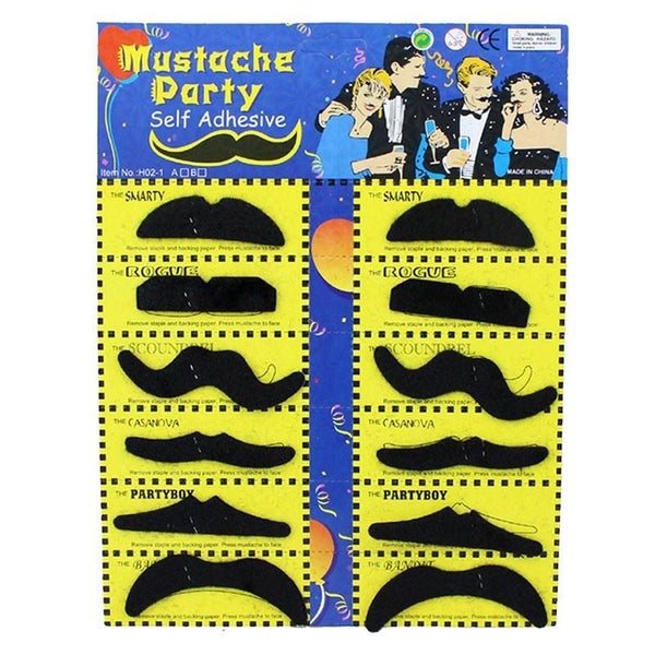 Self Adhesive Assorted Fake Moustaches Set April Fool's Day Party Trick Toys Carousel 2