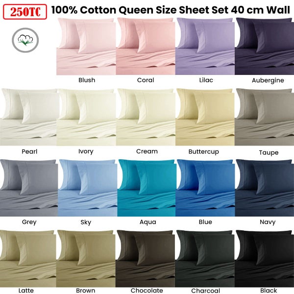 Artex 250TC 100% Cotton Sheet Set Queen Carousel 2