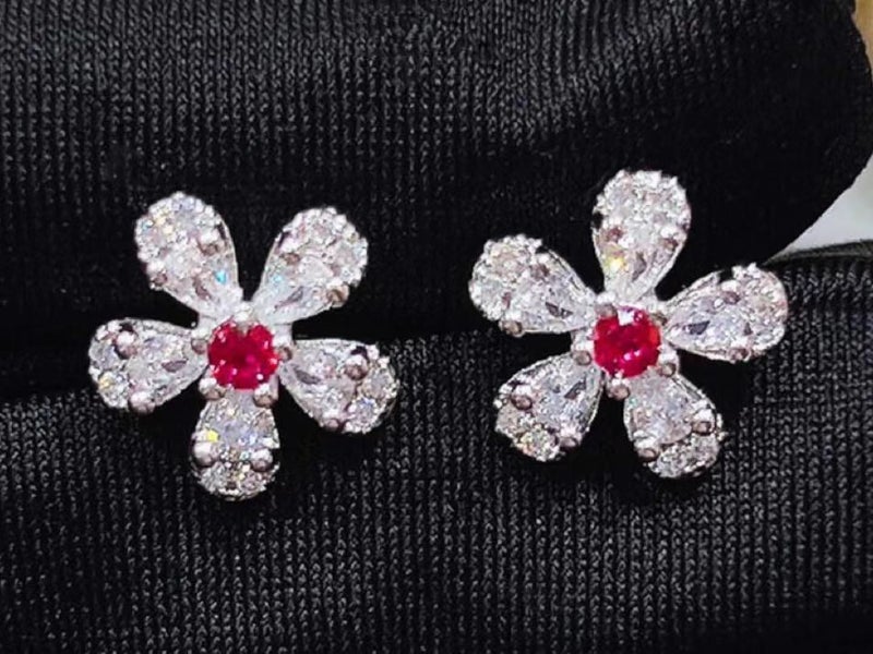 Flower CZ Necklace, Earrings, Ring Set 18KGP White Gold Carousel 2