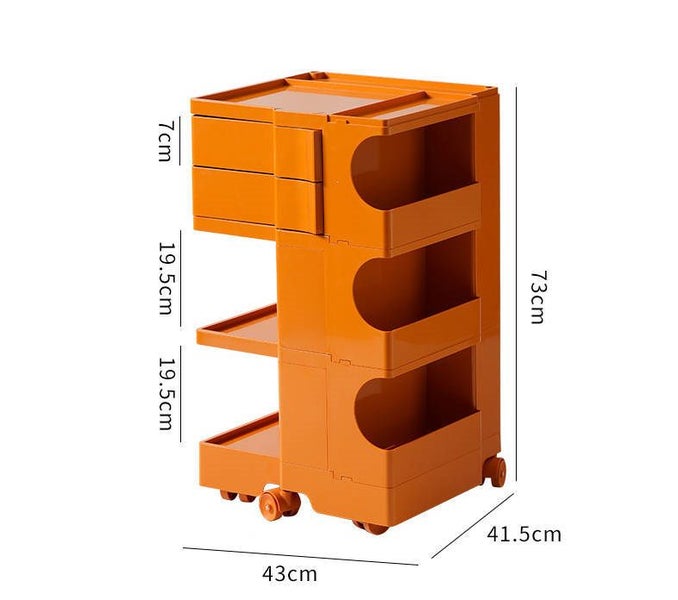 Art Trolley Kitchen Food Cart Organizer Replica Boby Trolley 2 Drawers Orange Carousel 2