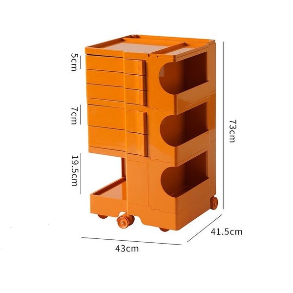 Art Trolley Kitchen Food Cart Organizer Replica Boby Trolley 5 Drawers Orange Carousel 2