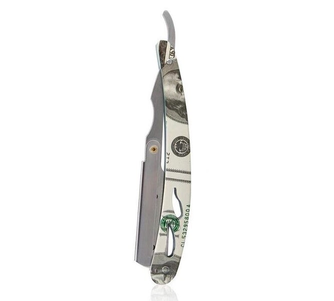 Steel Handle Straight Edge Barber Razor Folding Shaving Knife with 10 Blades Carousel 2