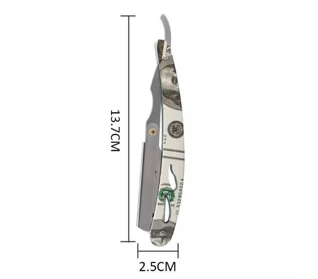 Steel Handle Straight Edge Barber Razor Folding Shaving Knife with 10 Blades Carousel 3