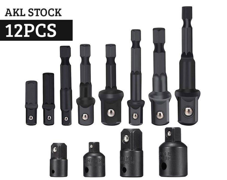 NEW Drill Socket Adapter Set Bit 1/4" 3/8" 1/2" Clearance DEAL Carousel 1
