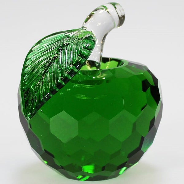 6cm Wide Cut Glass Apple - Green629935315617291118
