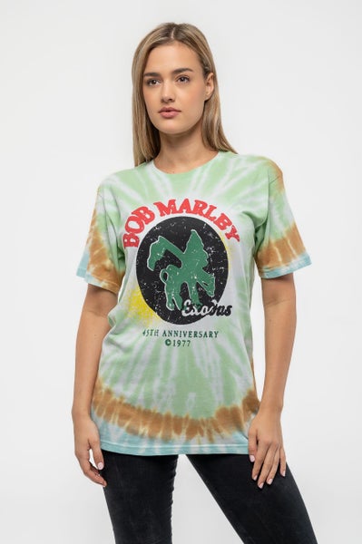 Bob Marley T Shirt Exodus 45th Anniversary new Official Unisex Tie Dye Green Carousel 5