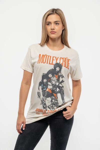 Motley Crue T Shirt Distressed Vintage World Tour Logo Official Mens off White Carousel 5