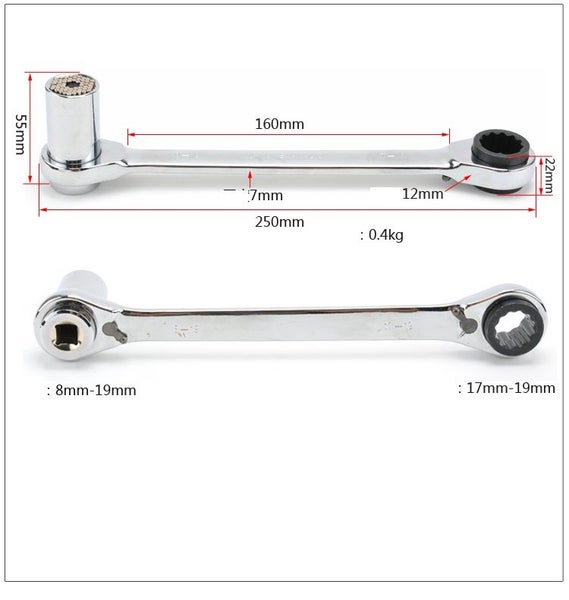 8-19 Gator Grip Universal Socket Wrench with 17-19 Ratchet Wrench Hand Tools Set Carousel 7