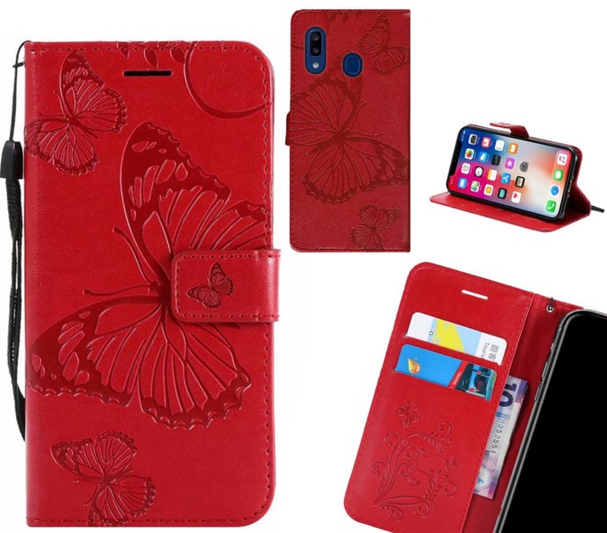 Samsung Galaxy A20 case Embossed Butterfly Wallet Leather Case Carousel 1