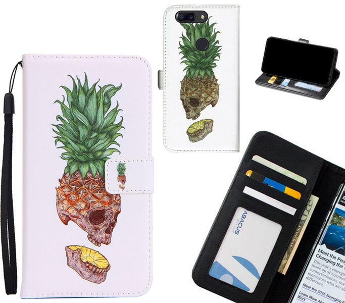 OnePlus 5T case 3 card leather wallet case printed ID Carousel 1