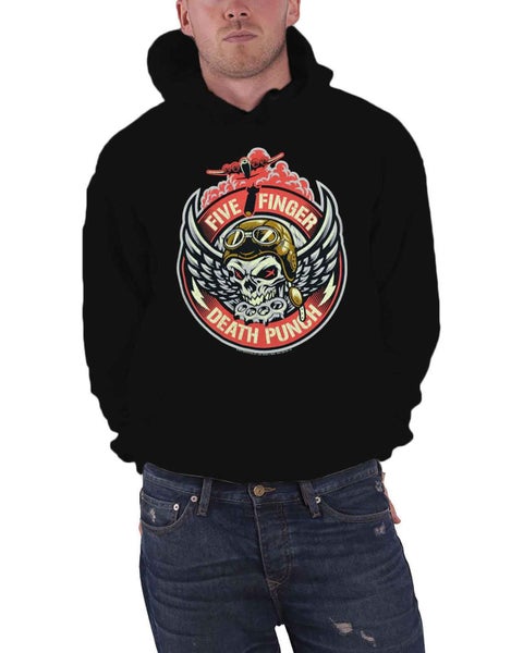 Five Finger Death Punch Hoodie Bomber Patch Logo Official Mens Black Pullover Carousel 1