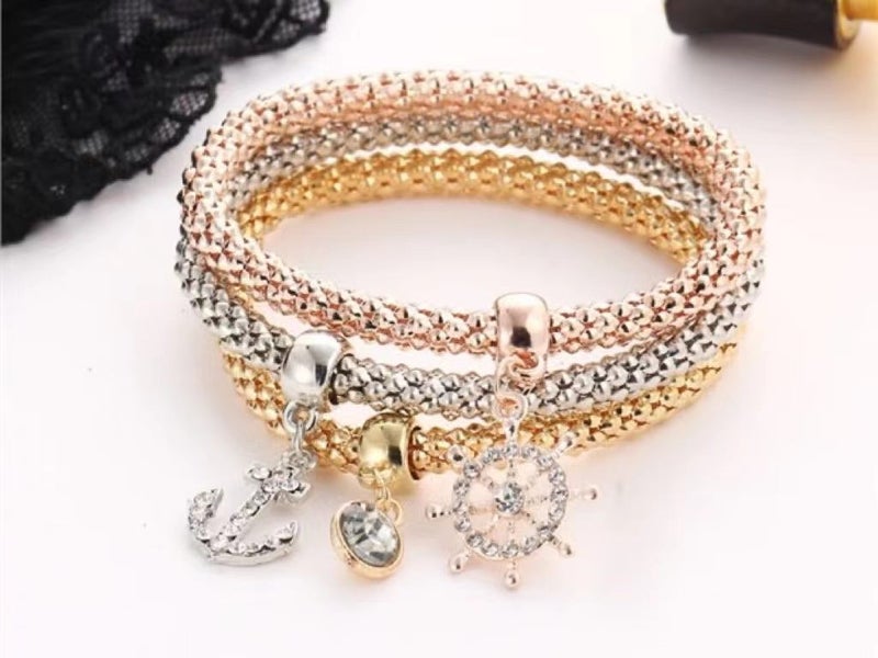 Bracelet Set Corn Chain CZ Rudder Pandent Bracelet Carousel 2