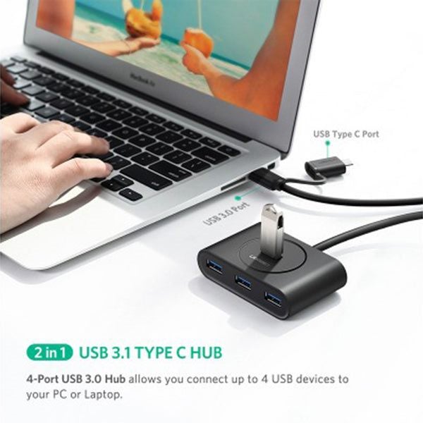 UGreen USB 3.0 Hub With Type C Port 1 M - Black Carousel 4