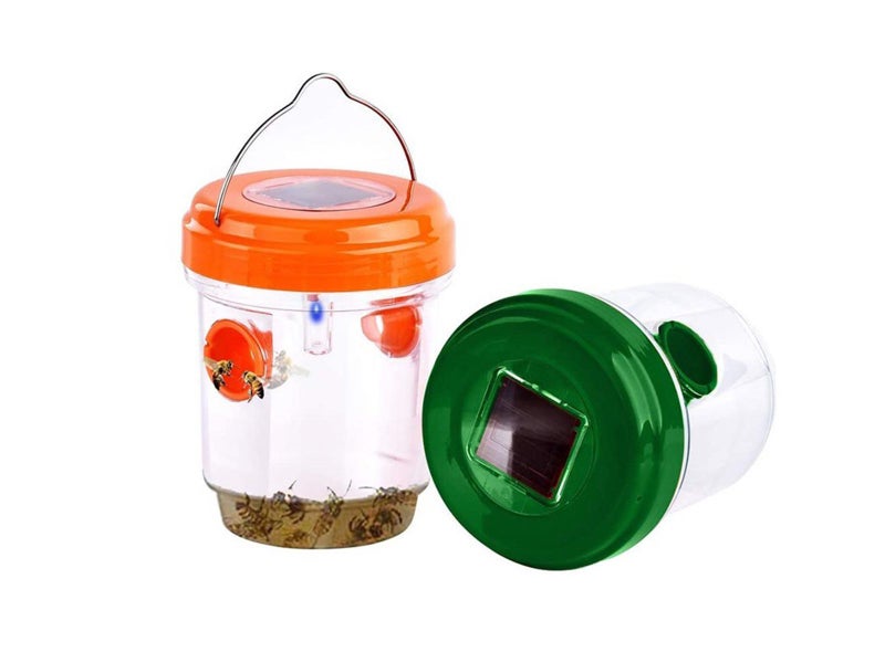 2 X Solar Powered Hanging Wasp Trap Green Orange Carousel 5
