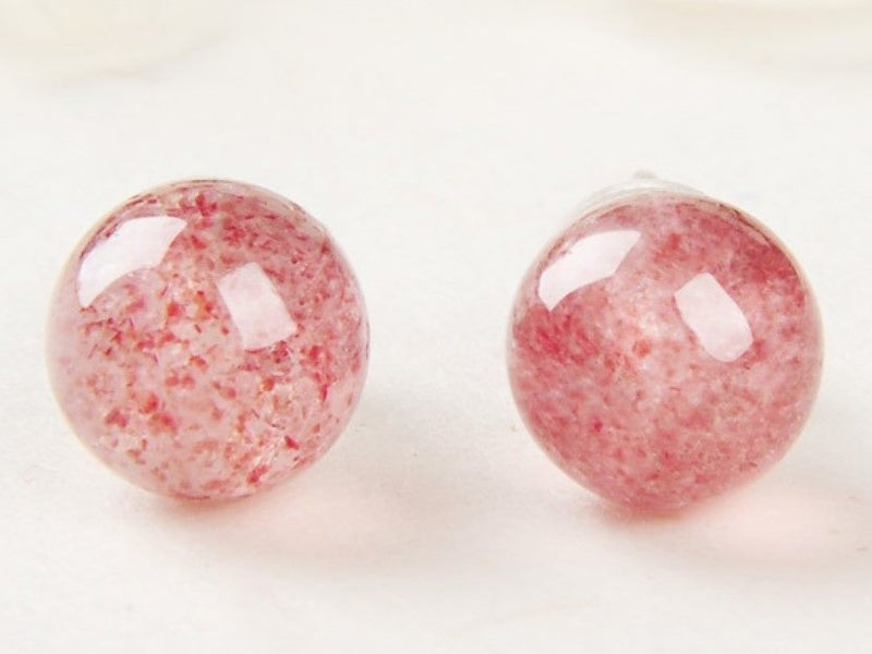 Natural Rose Quartz Studs Anti Allergy Ear Needle Earrings Carousel 1