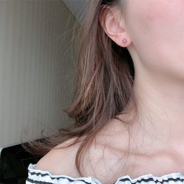 Natural Rose Quartz Studs Anti Allergy Ear Needle Earrings Carousel 3