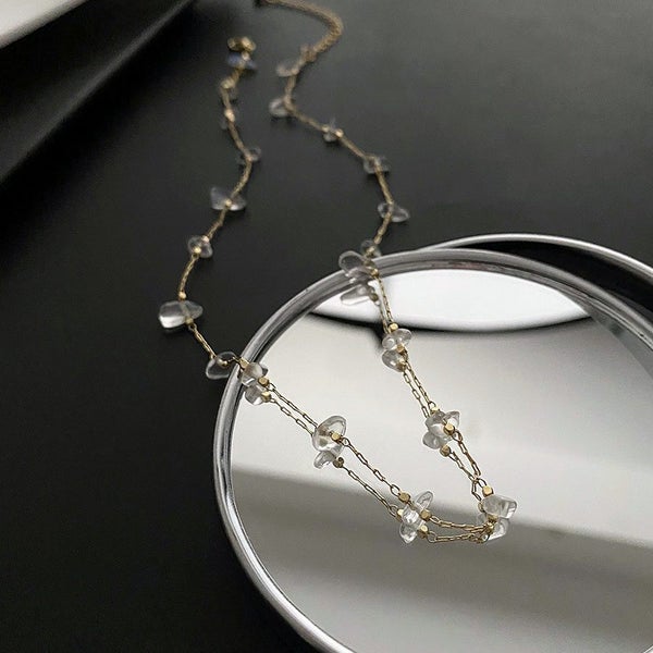 Necklace Cubic Zirconia Diamonds Simple Design Necklace Yellow Gold Plated Carousel 2
