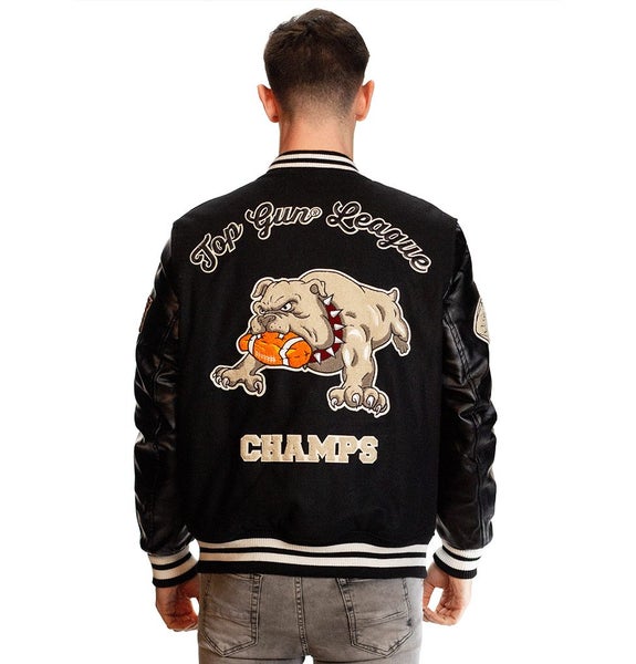 Top Gun Bulldog Varsity Jacket Black Carousel 1
