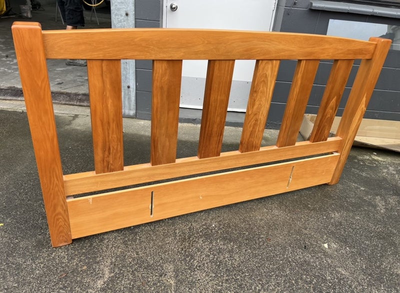Beautiful Eastwest Designs solid rimu King headboard- FULLY RESTORED Carousel 1