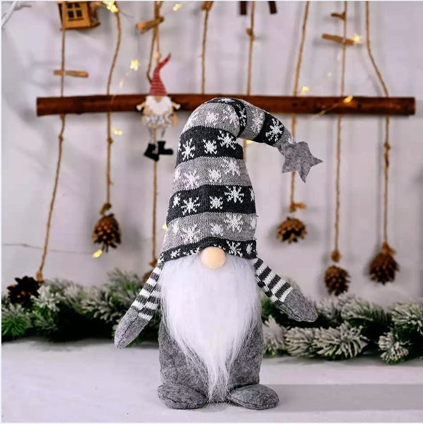 Snowflake Christmas Gnome - Grey. Carousel 1