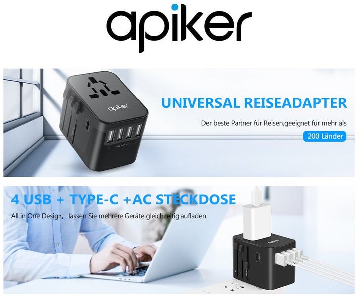 5 USB World Travel Adapter 170 Countries Charge up to 6 Devices Simultaneously Carousel 1