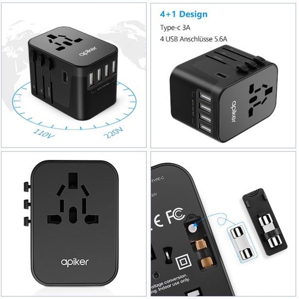 5 USB World Travel Adapter 170 Countries Charge up to 6 Devices Simultaneously Carousel 2