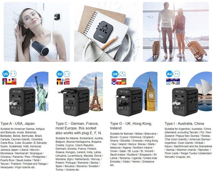 5 USB World Travel Adapter 170 Countries Charge up to 6 Devices Simultaneously Carousel 3