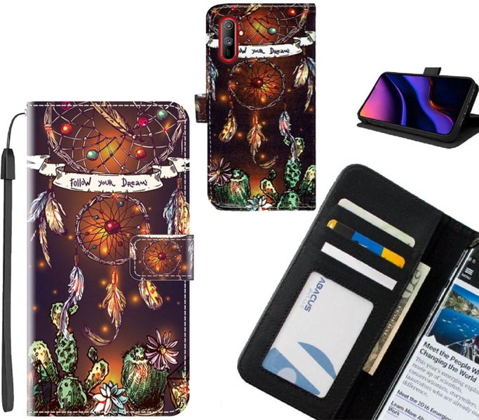 Realme C3 case leather wallet case printed ID Carousel 1